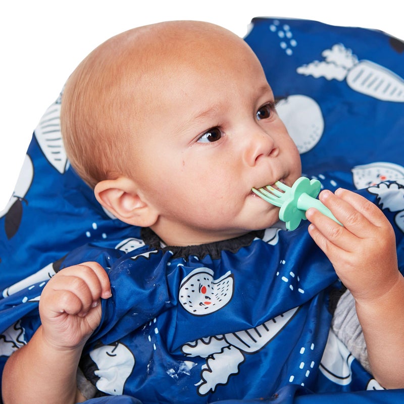 grabease Allover Waterproof Infant Feeding Smock - Long Sleeve Bib for Self-Feeding - Waterproof Protection & Baby Bibs for Eating - Machine Washable - Navy - Image 1